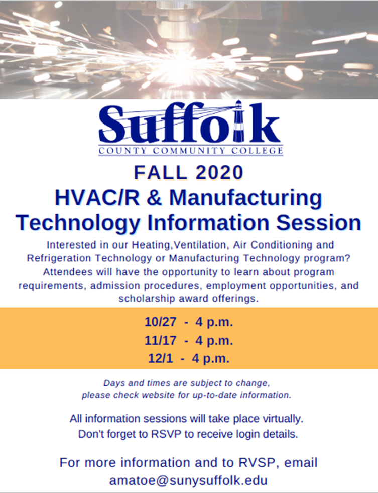 10/27/20 HVAC/R & Manufacturing Technology Information Session at